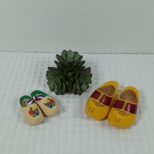 2 Sets Vintage Mini Wooden Dutch Clogs "Klompen" Hand Crafted